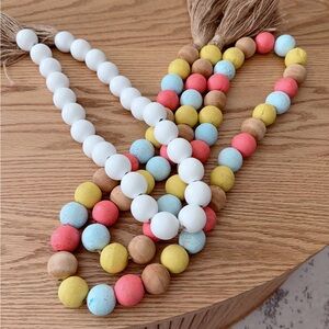 Wooden Bead Garland with Pastel Mix and White Strand